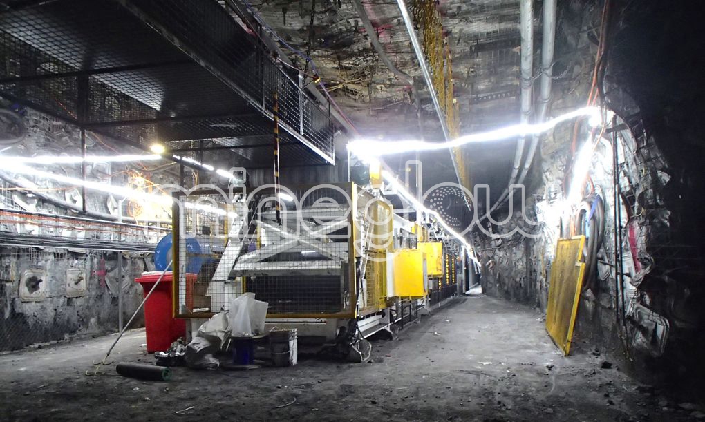 Mineglow 60-36v Lighting up the underground conveyor head area