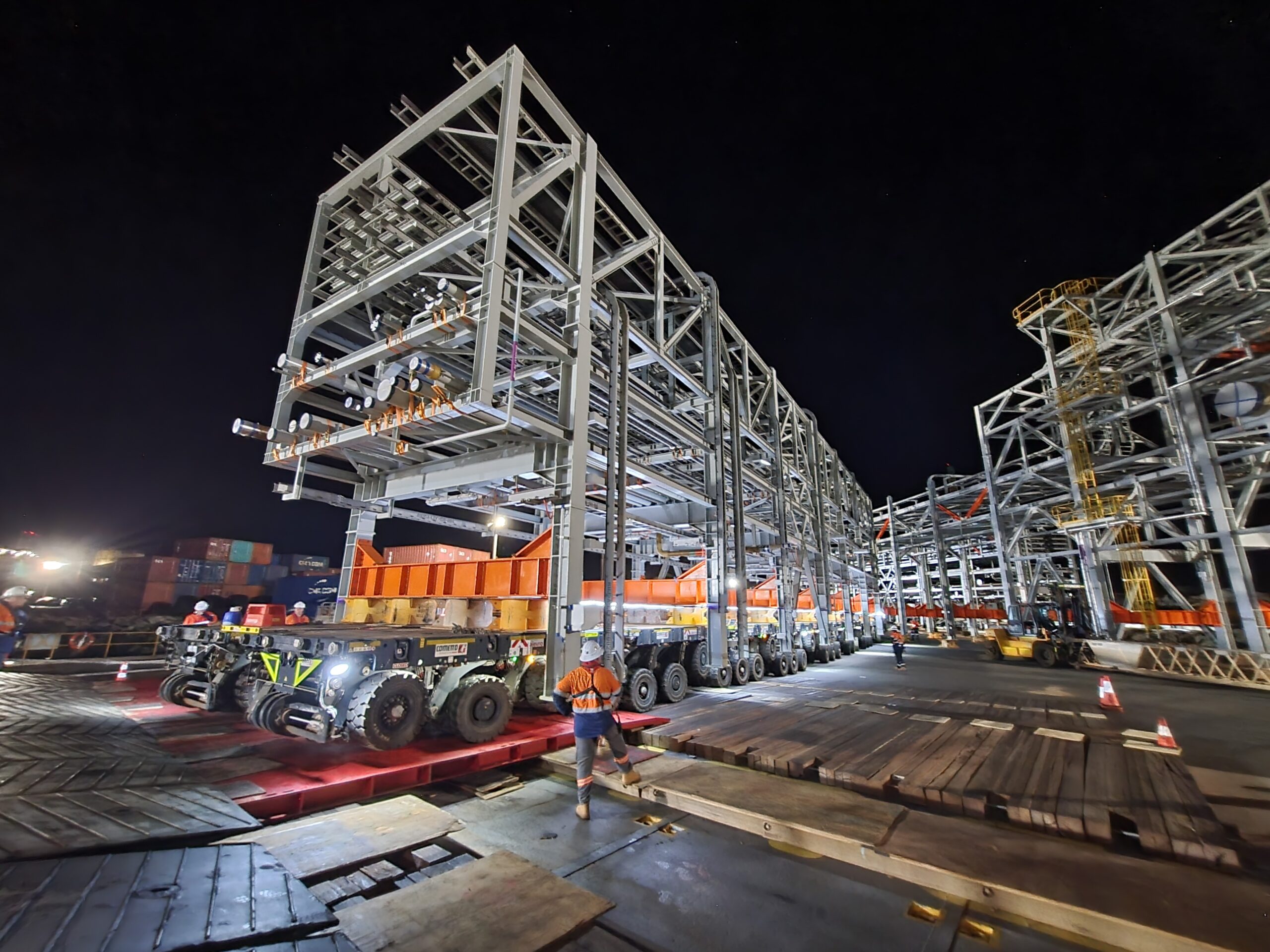 MineGlow Temporary LED Strip lighting for construction of a gas tower