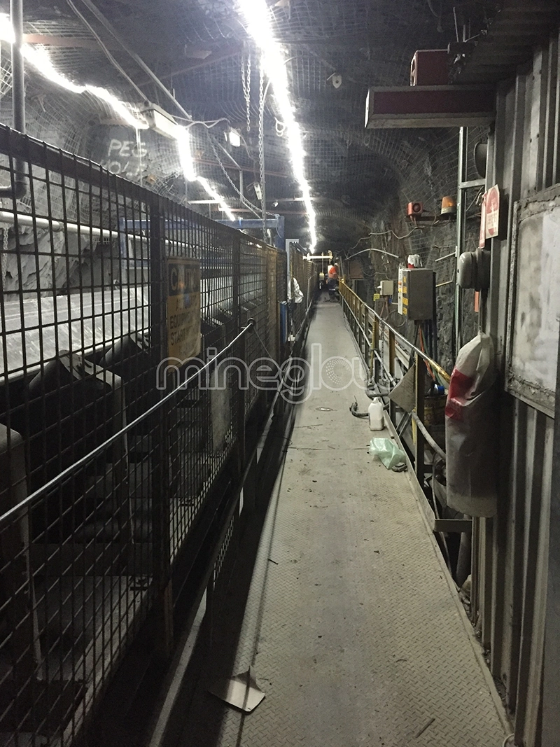 Mineglow LED strip lighting lights up underground mining conveyor