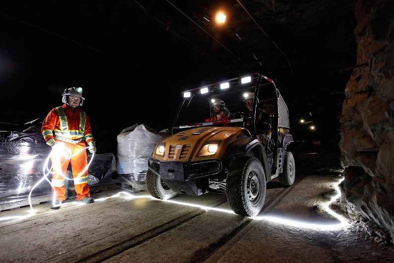 LED strip lighting for underground mining