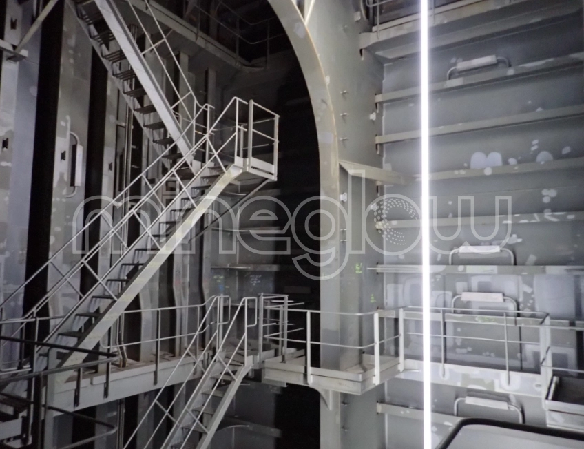 SafeGlo 500 Portable explosion proof LED Strip lighting being used for ballast tank maintenance work providing shadow free lighting