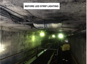 Conveyor Belt Mineglow LED Installation Before
