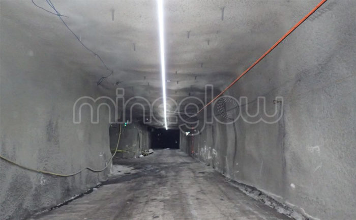Mineglow LED strip lighting illuminates tunnel