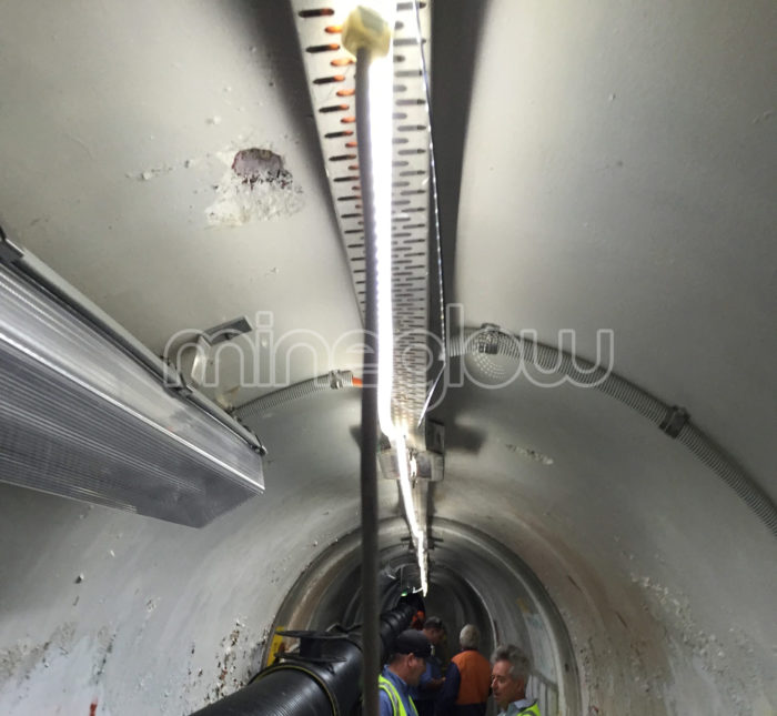 Mineglow LED strip lighting lights up underground tunnel