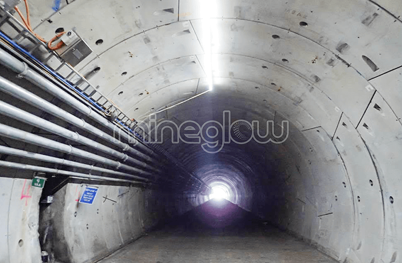 Mineglow LED strip lighting used to light up tunnel access point