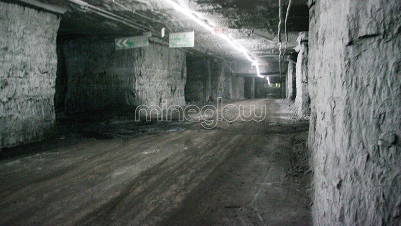 Mineglow LED strip lighting illuminates underground tunnel